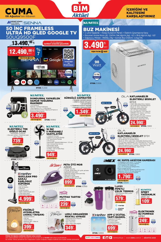 8 Ağustos BİM Aktüel Kataloğu Yayınlandı! QLED TV, Buz Makinesi ve Diğer Ürünlerde Kaçırılmayacak İndirimler Başladı!
