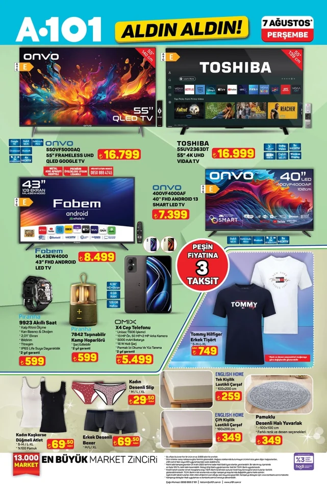 A101 7 Ağustos 2025 Aldın Aldın Kataloğu Yayında! Elektrikli Bisikletten QLED TV’den, Buharlı Temizleyiciye İndirim Fırsatları!